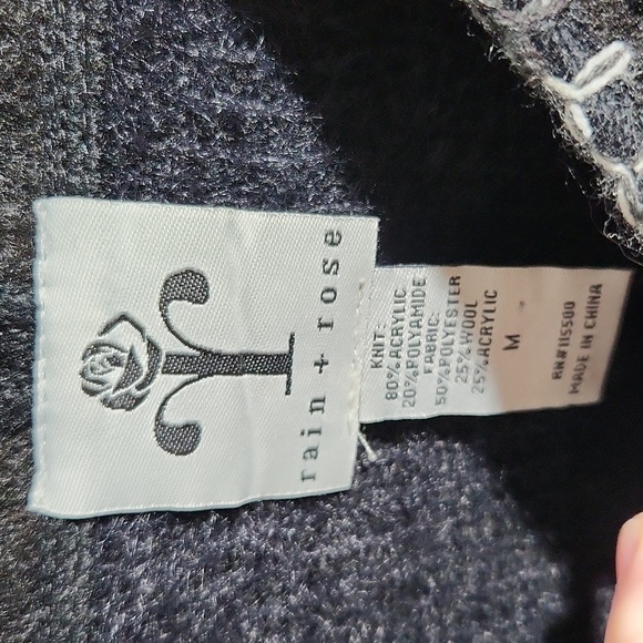 Rain + Rose Cardigan Vest Womens Size M Western Flowers Black Long Wool Blend - Picture 2 of 11